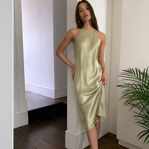 Halter slip dress in sage